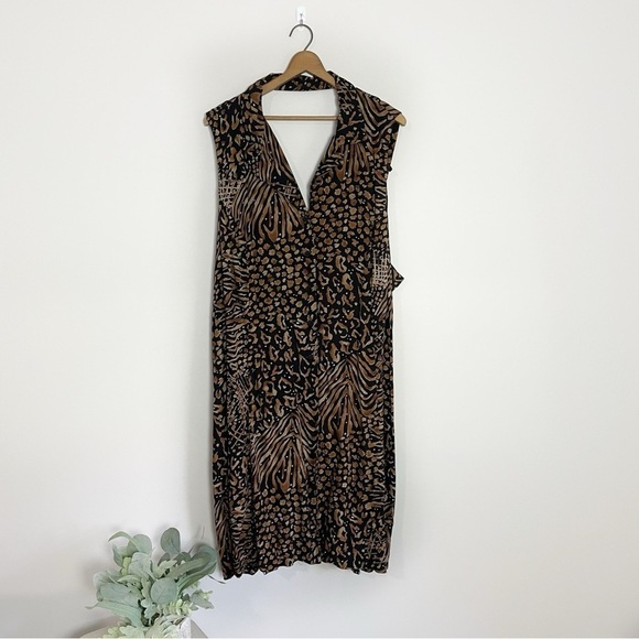 [Fashion Bug] Plus Women's 90s Style Animal Print Sleeveless Open Back Dress - Picture 1 of 9